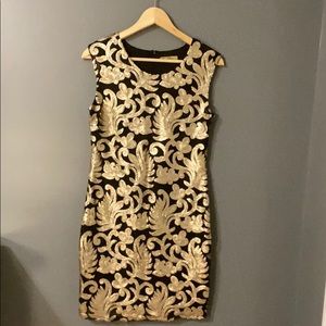 Gold and Black Sequin Dress